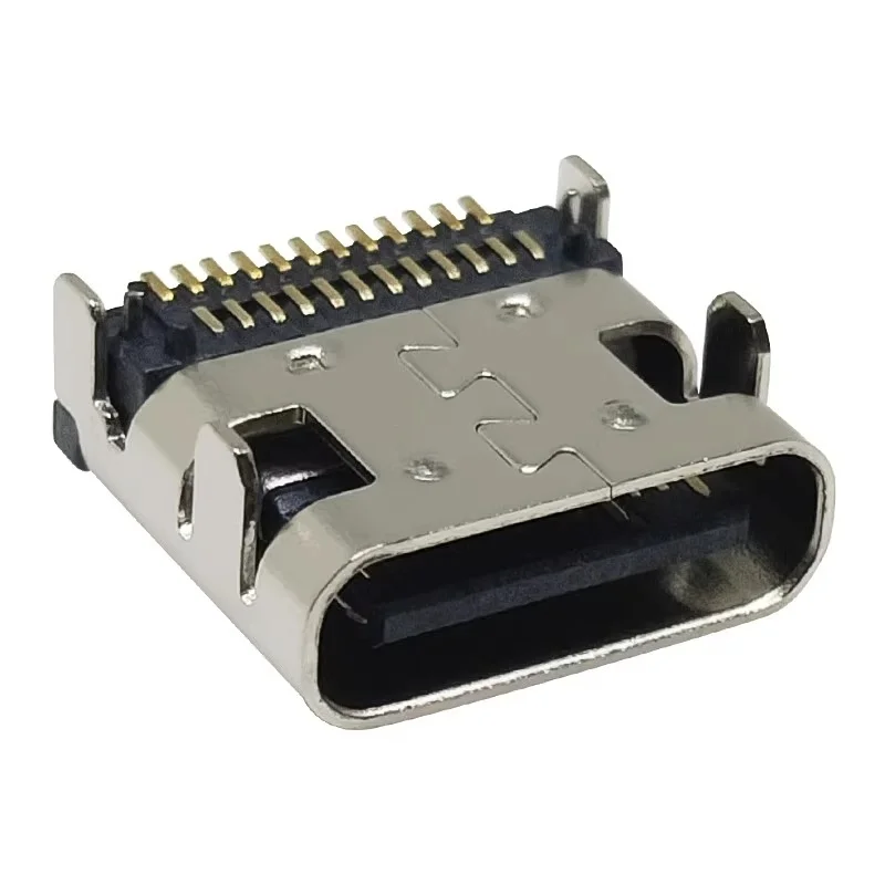 10PCS USB3.1 TYPE-C 24P Female Socket Connector 24 Pin Horizontal type 4 Fixed pin Charging interface 24P connector