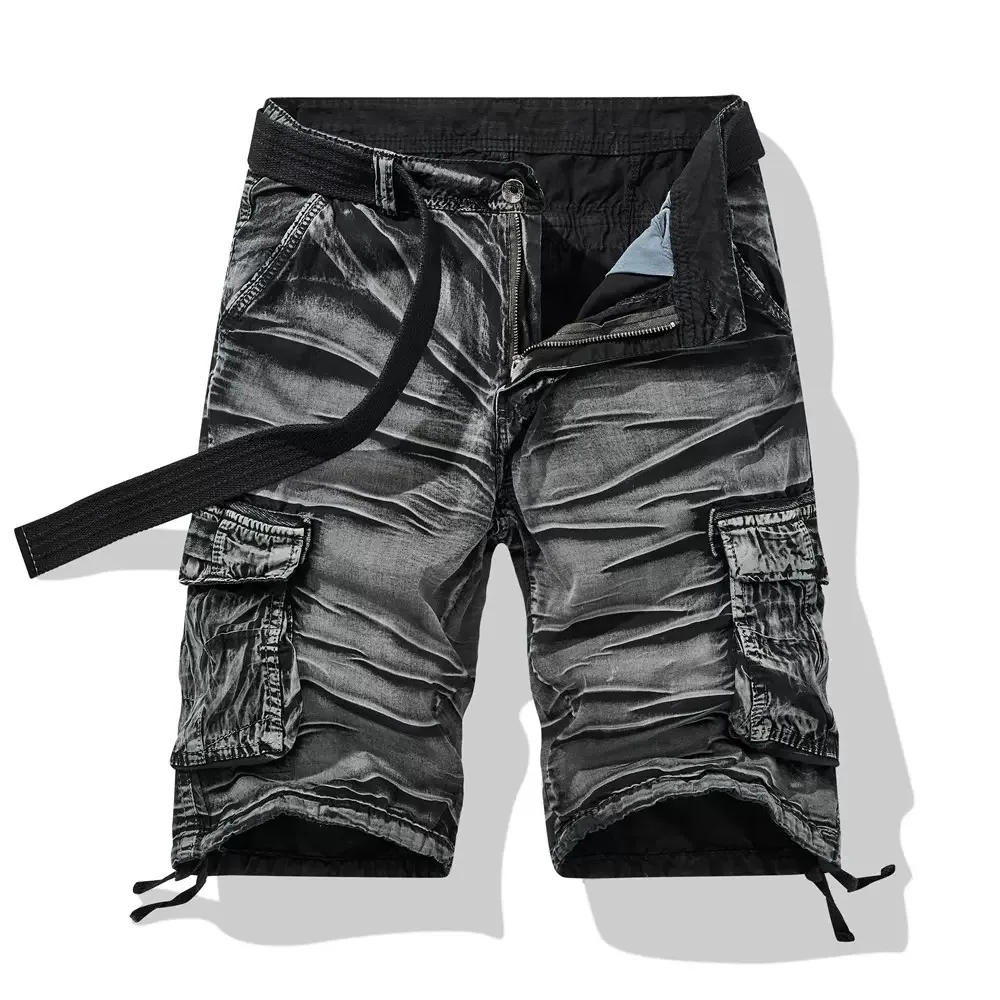 Summer Fashion Trend Pure Cotton Multi Pocket Workwear Shorts For Men's Casual Loose Sports Plus Large Size High-Quality Pants