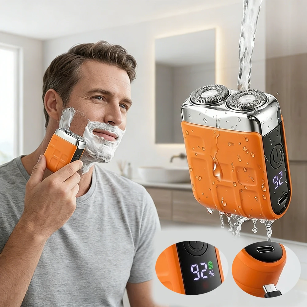 

Электробритва для мужчин, перезаряжаемая мини-бритва, портативный триммер для бороды с двойным лезвием, электрическая машинка для бритья лица и бороды для мужчин