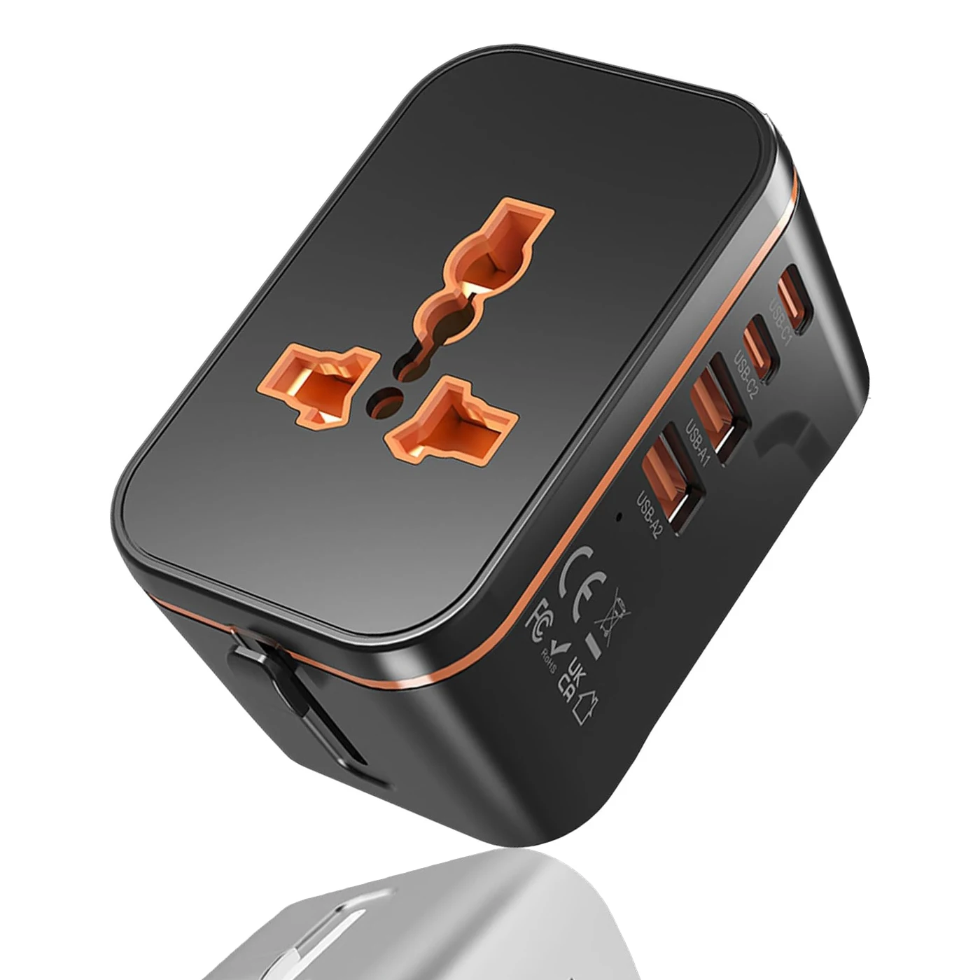 Chargeur de voyage 5 en 1, adaptateur de voyage universel tout-en-un au monde, deux PD20W + deux Ports de charge rapide QC3.0 pour voyage, maison