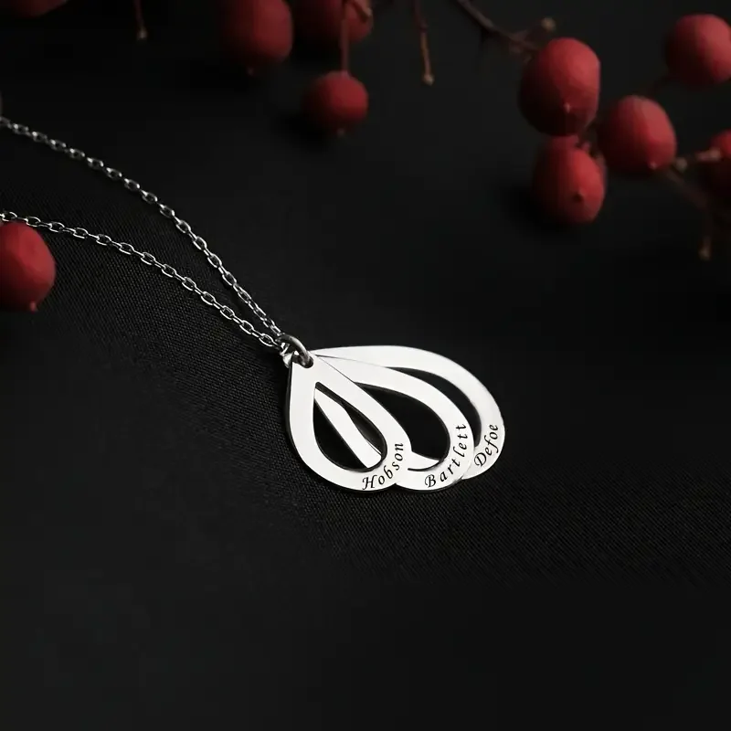 Custom Ms. Necklace With1-4Optional Styles,Stainless Steel Heart-Shaped Pendant,Personalized Birthday Wedding Anniversary Gift
