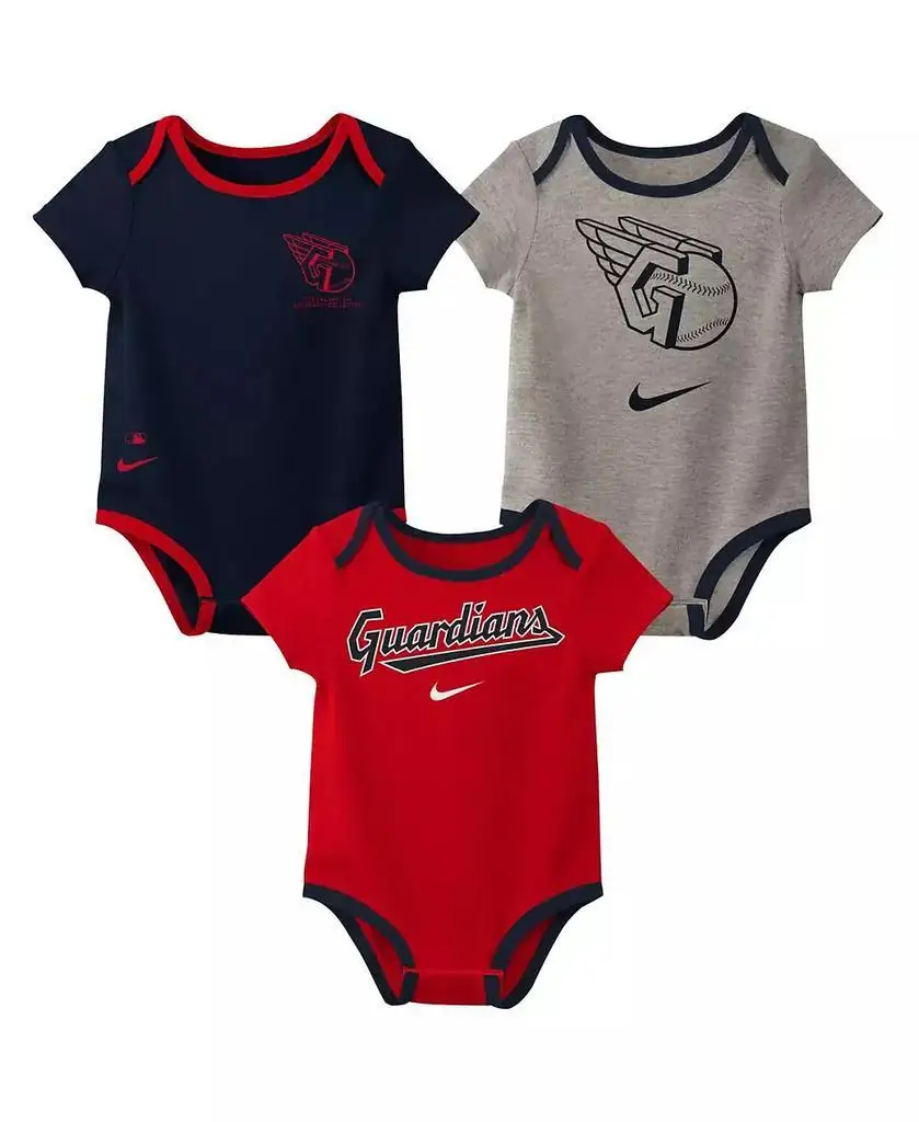 Nike Authentic Collection Paquete de 3 monos para bebés, niños y niñas Cleveland Guardians Conjunto de ropa deportiva para niños
