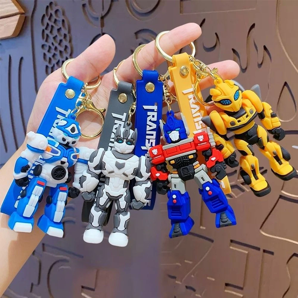 New Creative Transformers Keychain Movie Robet Optimus Prime Bumblebee Couple Anime Jewelry Accessories Bag Pendant Kids Gift