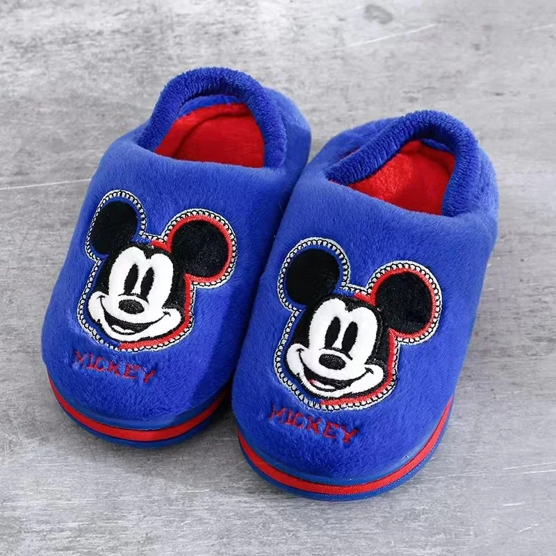 Autumn Winter Kids Cotton Slippers Baby Boys Cartoon Captain America Mickey Minnie Mouse Cars Children Girls Indoor Home Shoes