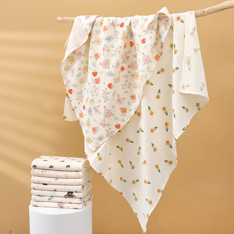 Summer Baby Blanket Newborn 2 Layers Muslin Baby Swaddle Blankets Infant Receiving Blanket Baby Wrap Crib Quilt Bath Towels Item