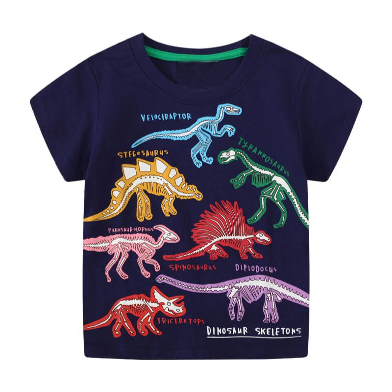 Little maven Boys Luminous Dinosaurs Print Casual Outfit T-Shirt Kids Shorts Kids 2024 New Summer Clothes Halloween Costume