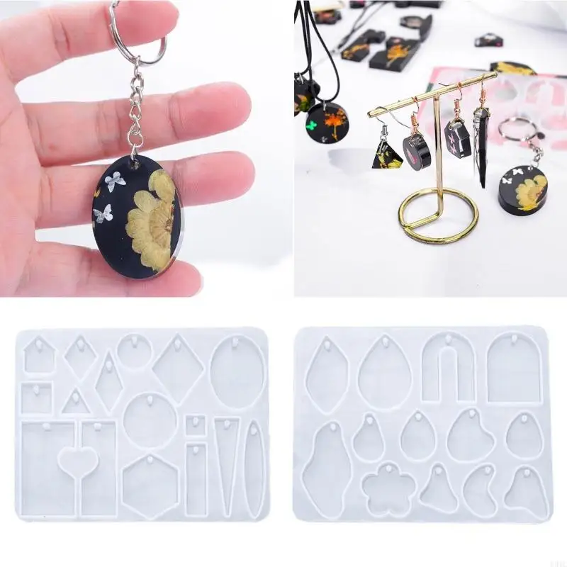 

R3MC Jewelry Casting Mold,Pendant Resin Mold with Ear Hook Cord for Earrings Necklace