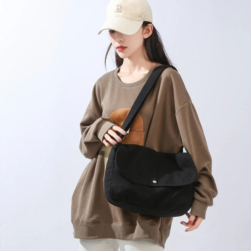 Women\'s Casual Messenger Bags 2024 Retro Handbag Canvas Teenager Shoulder Tote Bags Man Solid Color Handbag Crossbody Handbags