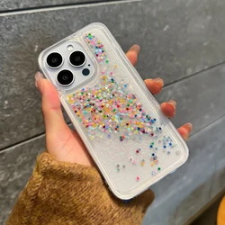 Glitter Star Love Quicksand Case for iPhone 16 15 14 Pro Max Luxury Phone Cover Soft Clear Destellos Move Arena Funda Shell Girl