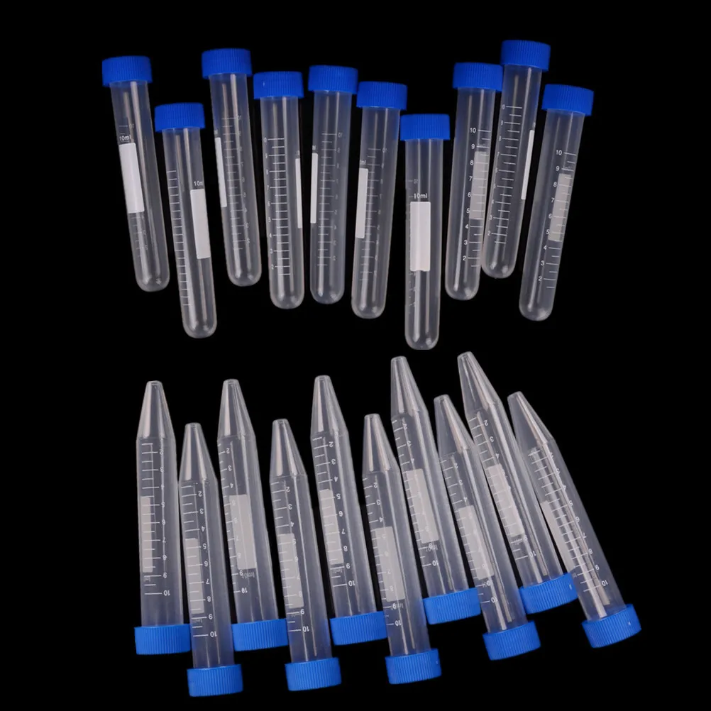 [SU]10Pcs 10ml Plastic Centrifuge Test Tube Vial Container Self Standing Screw Cap[SU]