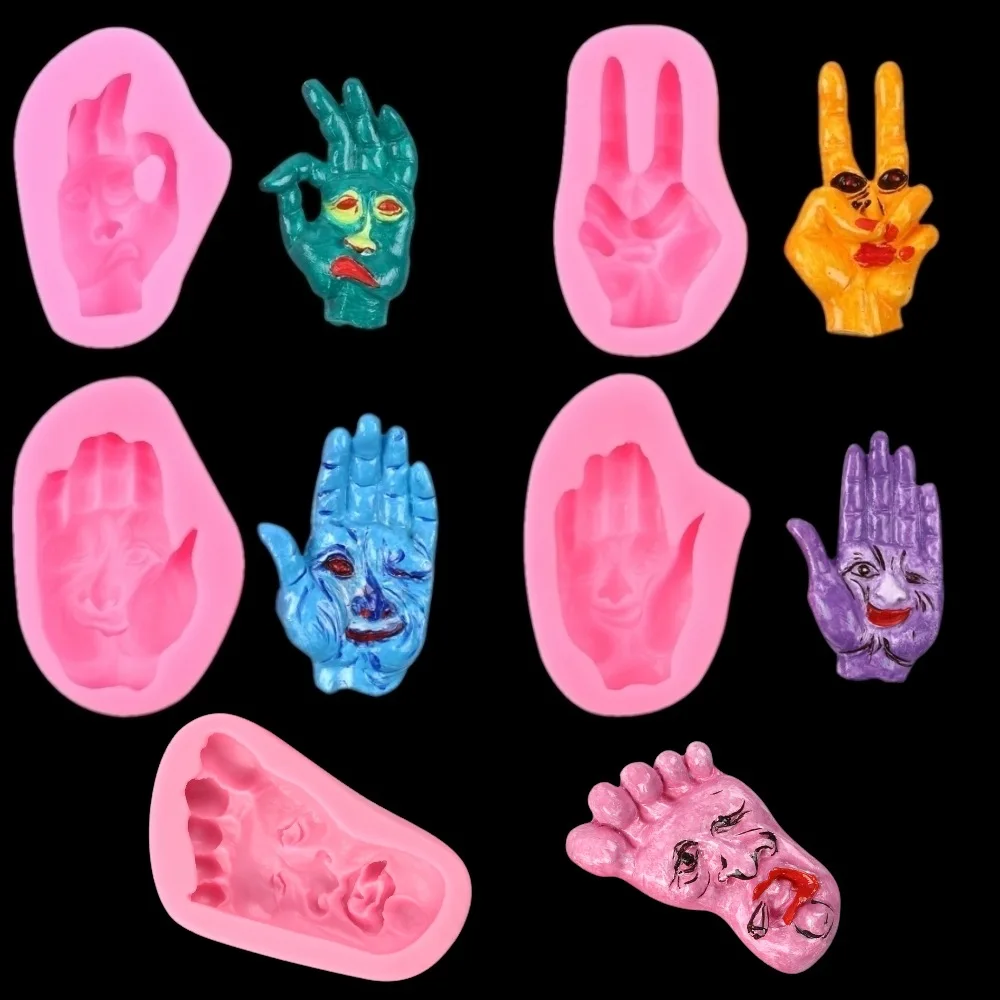 

Mirosie Diy Variety of Palm Scissors Hand Silicone Mold Halloween Foot Fondant Cake Decoration Baking Mold Resin Molds