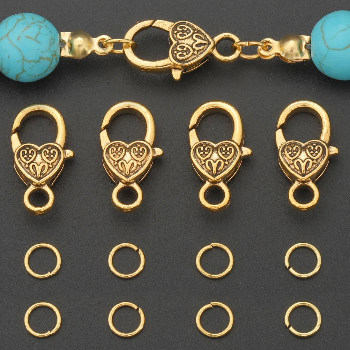 Juego de 60 piezas de componentes para cierres de joyería, ideal para la creación de cadenas, collares y cierres para colgantes, así como para la fabricación de joyas.