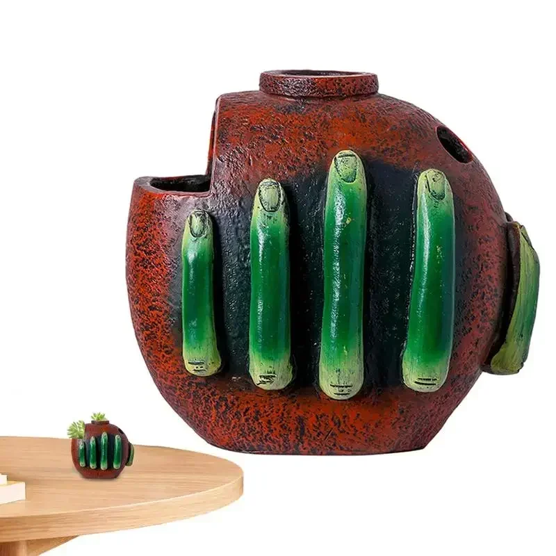 

Succulent Plant Pot Resin Hand Shaped Succulent Planter Pot Reusable Decorative Succulent Planter Vase For Gardens Living Rooms