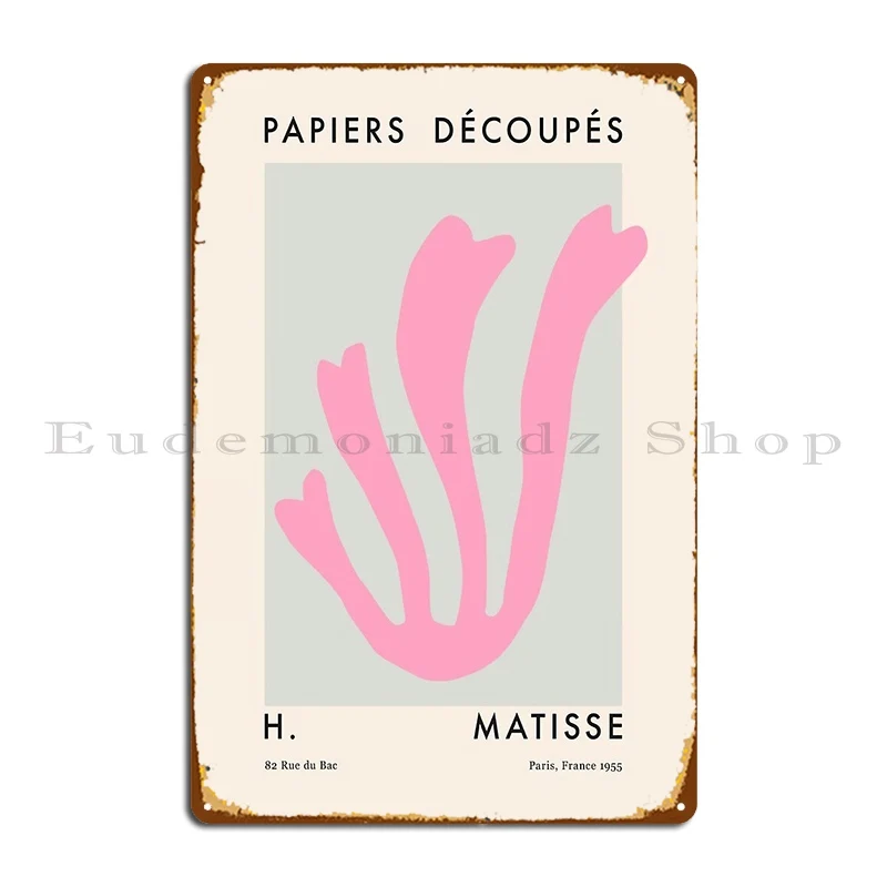 Henri Matisse Cutout Pink Poster Metal Sign Living Room Pub Bar Club Printed Tin Sign Poster