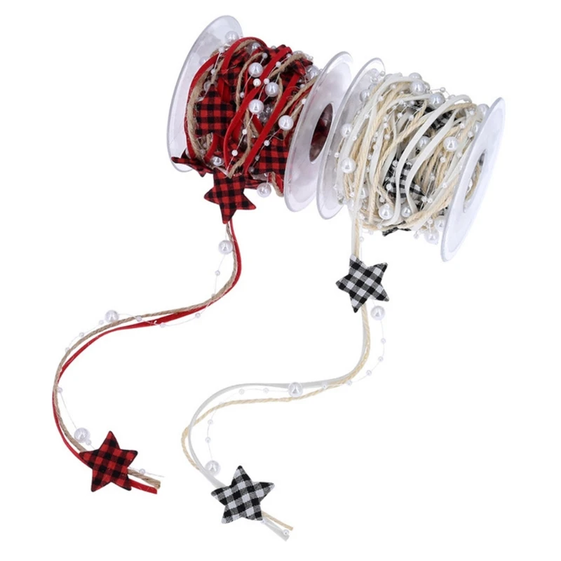 Star Trim Ribbon Polyester Craft Ribbon for Crafts Wraping Gifts Party Holiday Christmas Bead Ribbon Trim String Chain