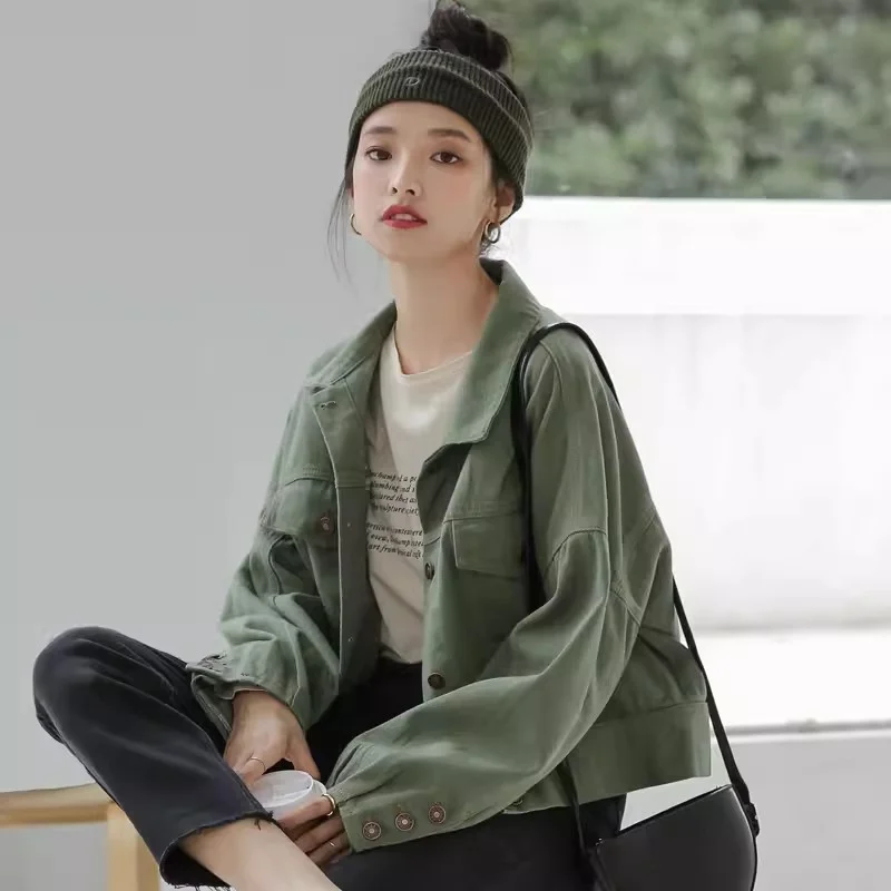 

Early Spring 2024 New Loose and Versatile Short Jacket Women's Autumn Baseball Jacket American Style Street Niche Solid Color WF