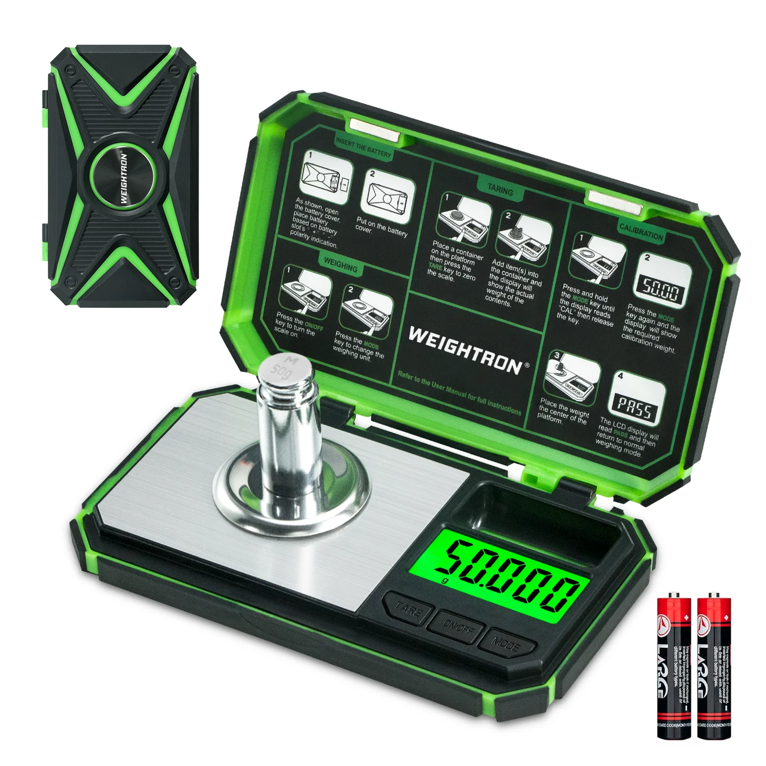 50g/0.001g Digital Mini Portable Scale, for Weighing Jewelry, Medicine, Gemstones, Gold, with Calibration Weight