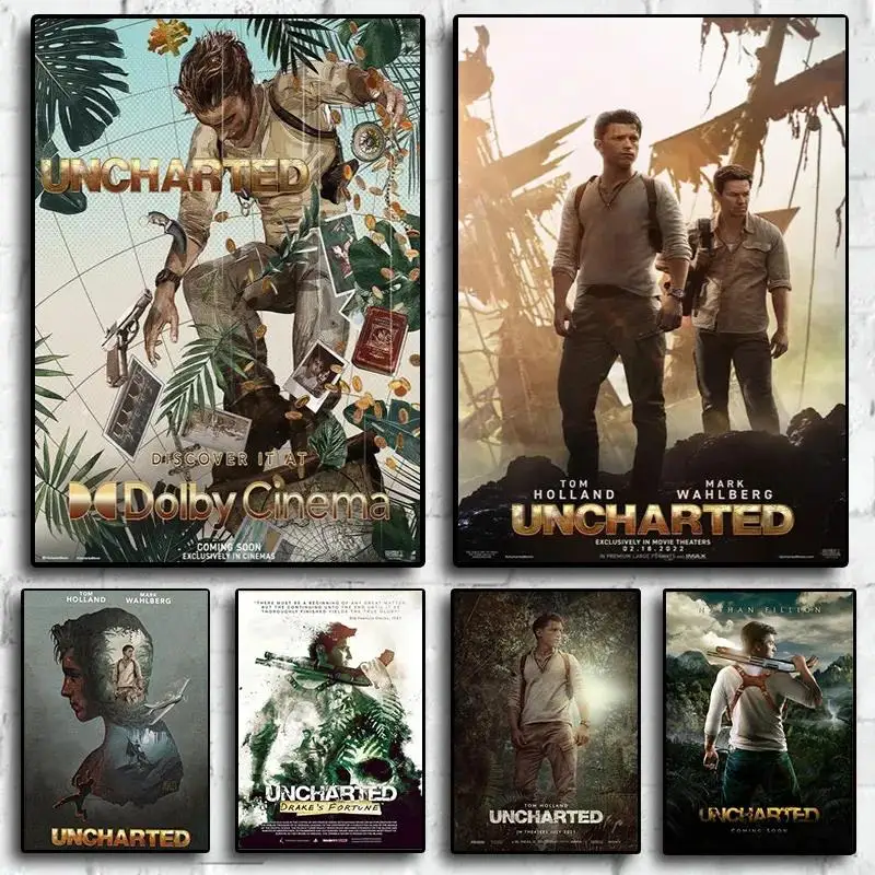Uncharted Classic s Movie Canvas Print  Retro Character Wall Art Poster for Home Decor Gift