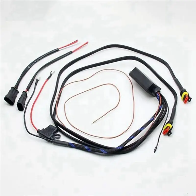 A22F-Motorcycle Led Fog Light Lamp Wiring Harness Relay Wire Switch High Low Moto Spotlight Cable For Dirt SUV UTV ATV