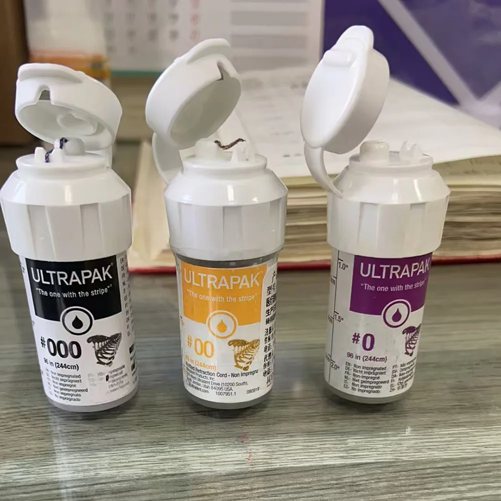 

96Inch Dental Gingival Retraction Cord With Stripe Original Ultrapak Non Impregnated Thin Medium Coarse Knitted Thread Gum Line