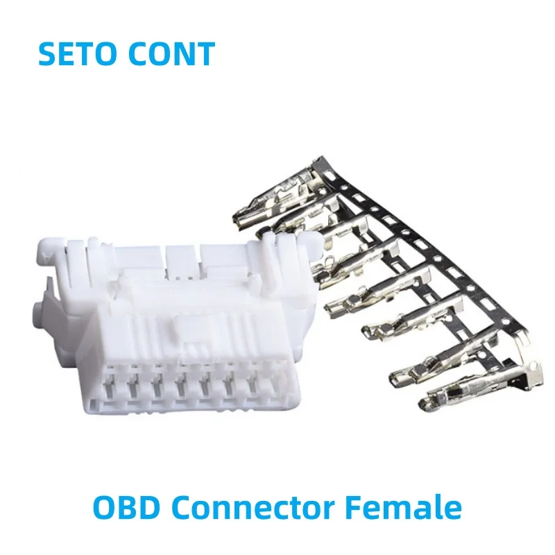 16 Pin White or Black J1962 OBD Connector Female OBD Interface Universal OBDII Adapter OBD2 Plug with Terminal for Toyota Nissan