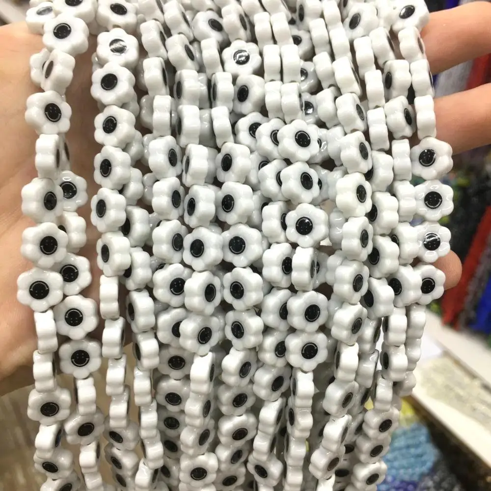 Glass Smile Flower Bead Cute Lampwork Glass Loose Beads For Jewelry Making DIY Bracelet Necklace Accessroeis