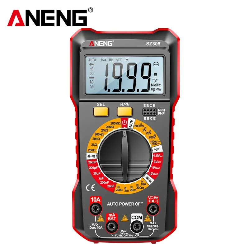 ANENG SZ305 High-precision Digital Display Portable Multimeter Electrician Small Multi-function Voltage and Current Meter
