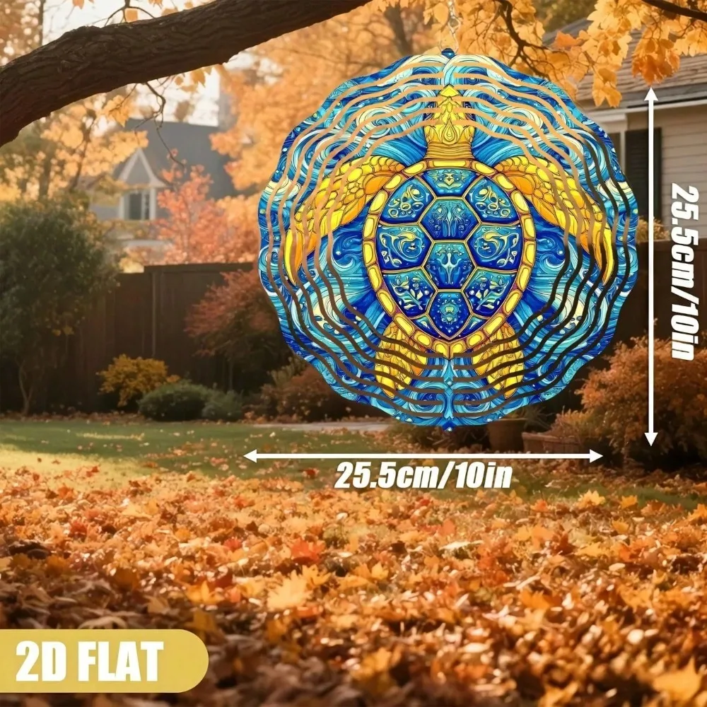 CIFBUY Metal Wind Chime Outdoor Garden Decor Sea Turtle Ocean Blue Wave Anti Rust Waterproof Iron Ornament Yard Art Patio Gift