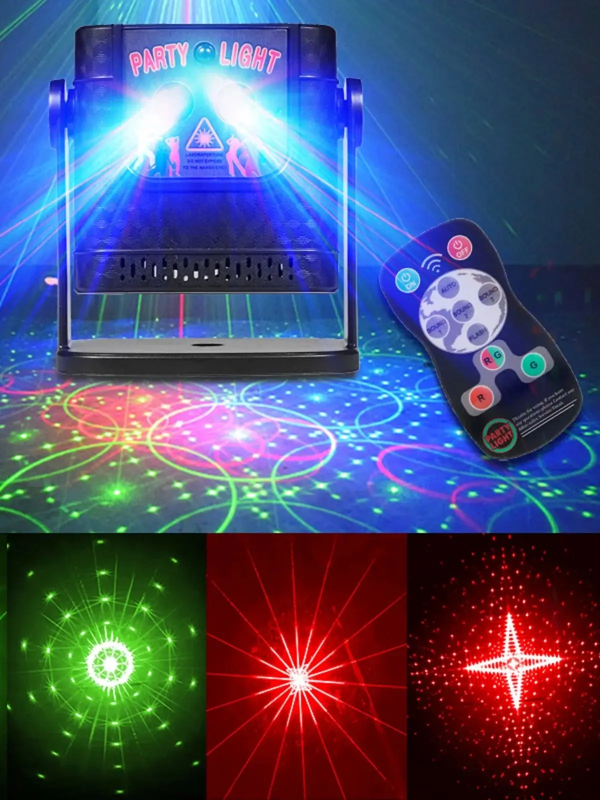 Mini Projektor 60 Wzorów Impreza DJ Światła Disco Samochodowy Efekt Pilot Taniec Disco Bar LED Impreza Boże Narodzenie Świąteczny Lampa Sceniczna Pokaz YR10 — 2