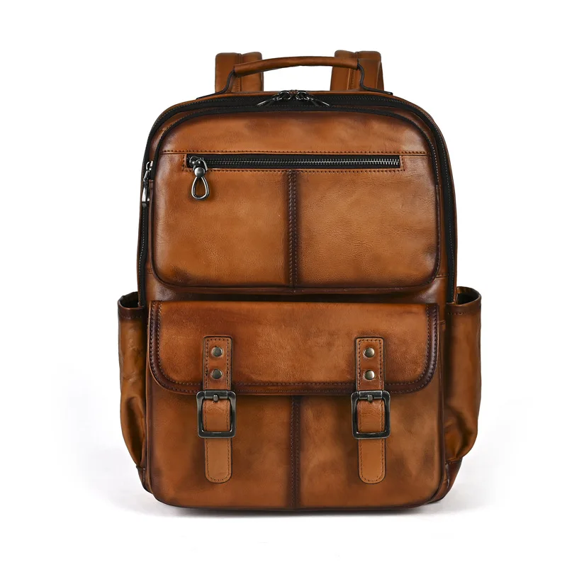 

2025 Retro Unisex Genuine Leather Handcrafted Backpack with Vintage Fading Effect