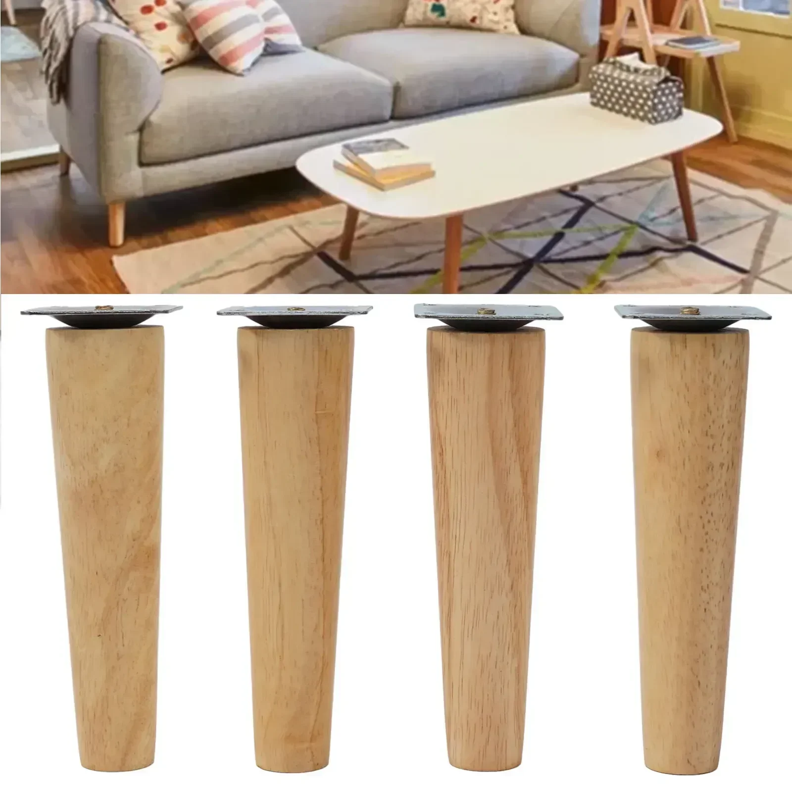 4PCS Bed Base Sofa Legs Table Legs Furniture Foot Furniture Leg Screw Solid Wood Leg Wooden Table Cabinet Leg Room Furniture