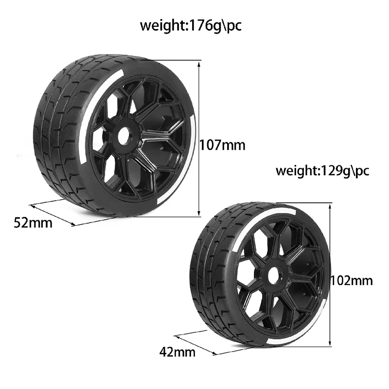 ยาง42/100 53/107 4ชิ้นล้อหกเหลี่ยม17มม. สำหรับ Arma 1/7 felony FSR รุ่น GT FS อุปกรณ์อัพเกรด mobil RC