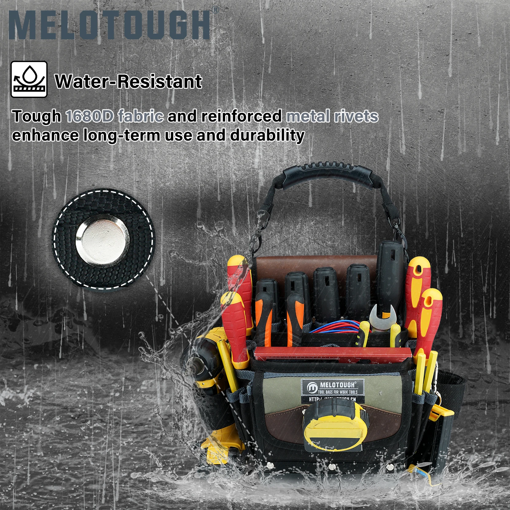 حقيبة أدوات صلبة سفلية مع مشبك حزام، حقيبة أدوات كهربائي مفتوحة لخدمة صيانة سباك نجار فني HVAC #4