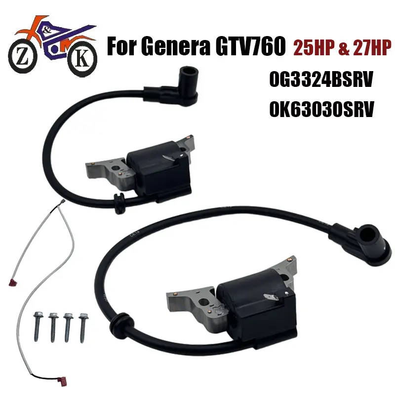 

Комплект катушек зажигания GTV760 для двигателей Genera GTV990 GTV-760 GTV-990 25HP и 27HP, замена, артикулы: 0G3324BSRV, 0K63030SRV, 0G3224A, 0D4686