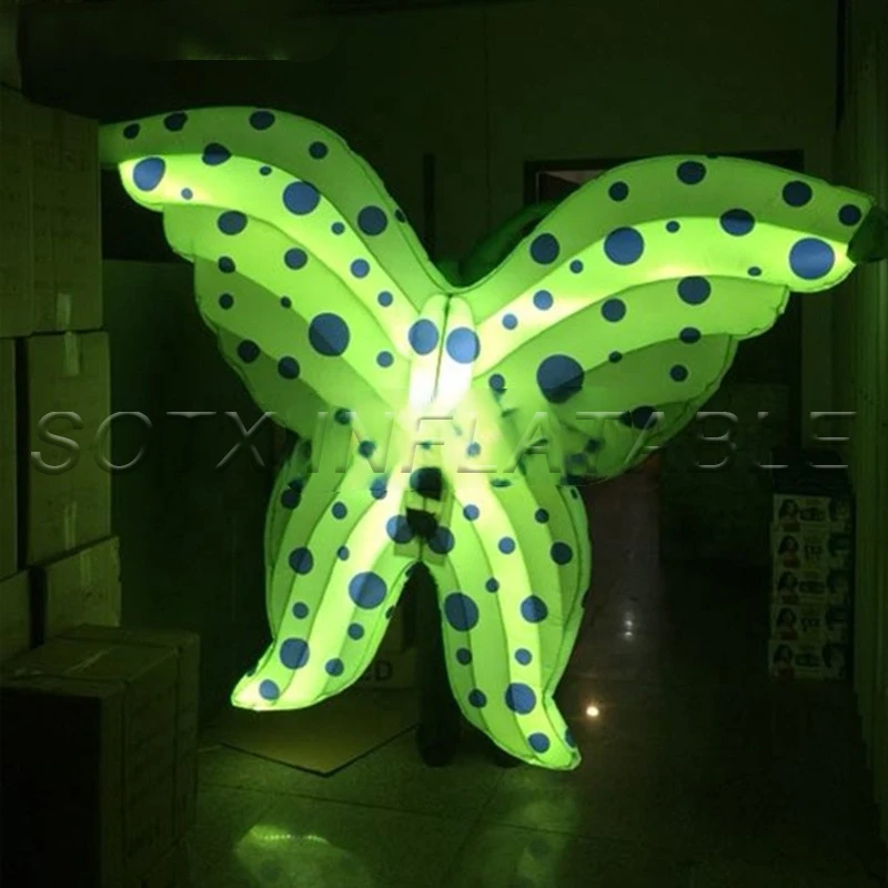 for event performance Fashion adults walking cartoon colorful led light dance inflatable butterfly wing costume