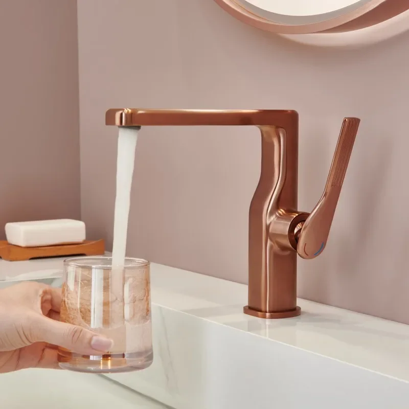 Special style rose gold faucet fashion bathroom tap personality mixer single handle hot and cold basin mixer