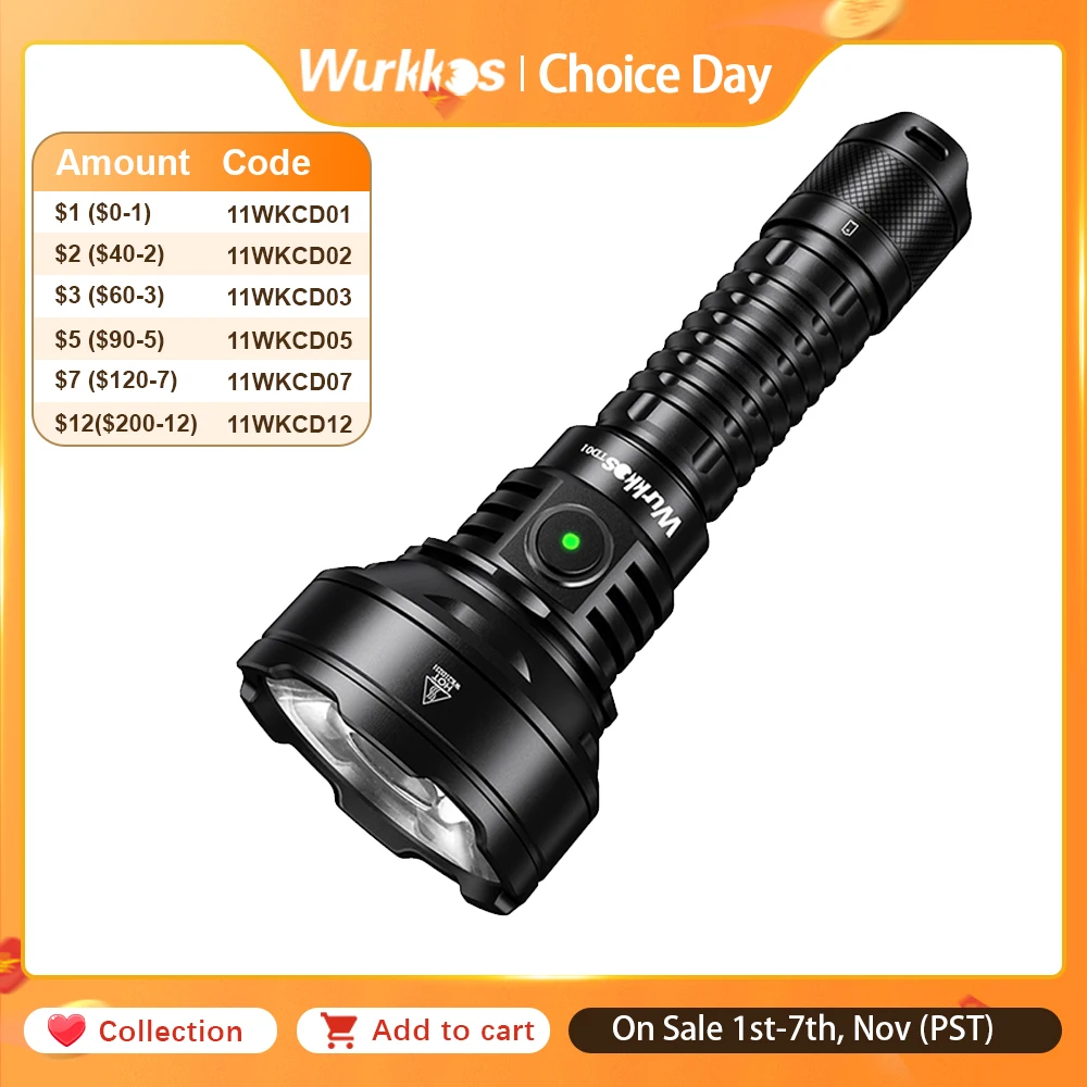 

Wurkkos TD01 Army Tactical Flashlight 2200LM Self Defense Torch 21700 EDC Rechargeable Led Lamp 1039 Meters Beam Outdoor Light