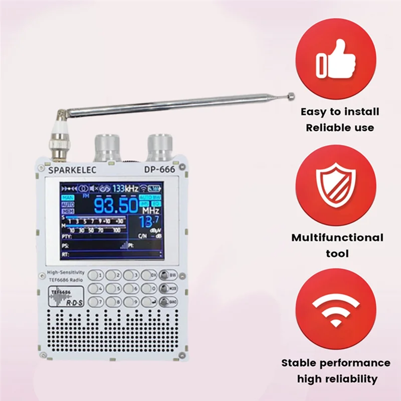 راديو موثوق به-TEF6686 DP-666 عالي الحساسية كامل النطاق FM/LW/MW/SW راديو الموجات القصيرة ESP32 RDS 2.8 بوصة IPS شاشة تعمل باللمس، TEF6686