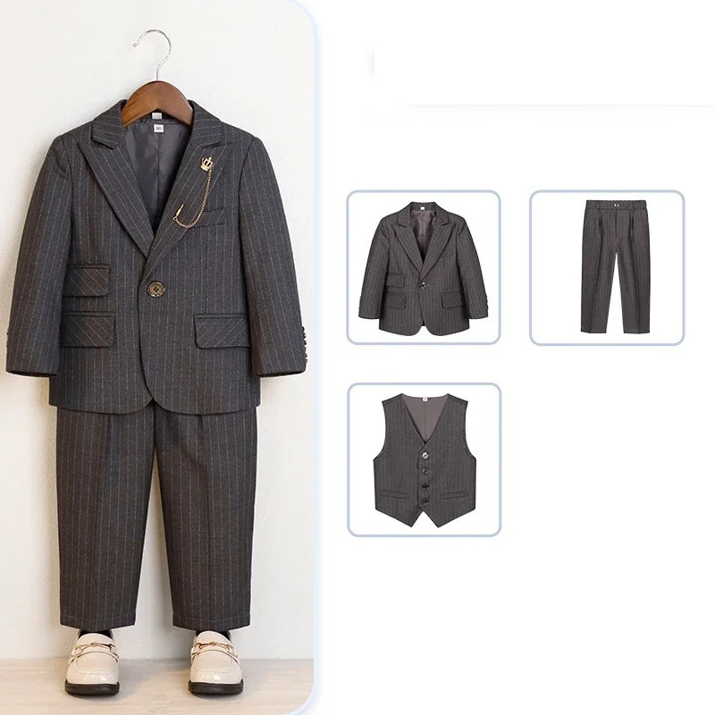 

Распродажа остатков: Костюм для мальчиков (3 предмета) — жакет, жилет, брюки. Школьный костюм, наряд для свадьбы и торжеств, детский формальный костюм.