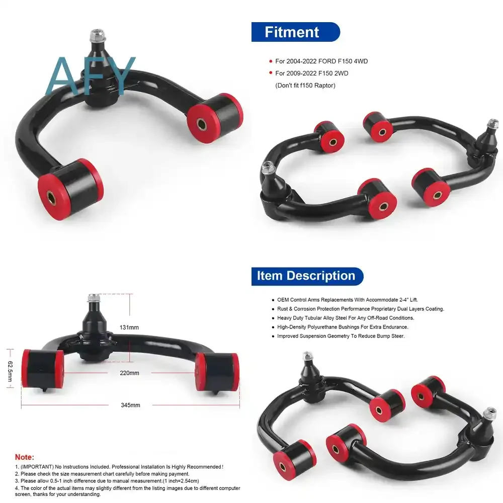 Front Upper 2-4 Inch Lift Control Arms for Ford F-150 4WD 2WD 2009–2022 Right Left Suspension Control Arm Replacement for