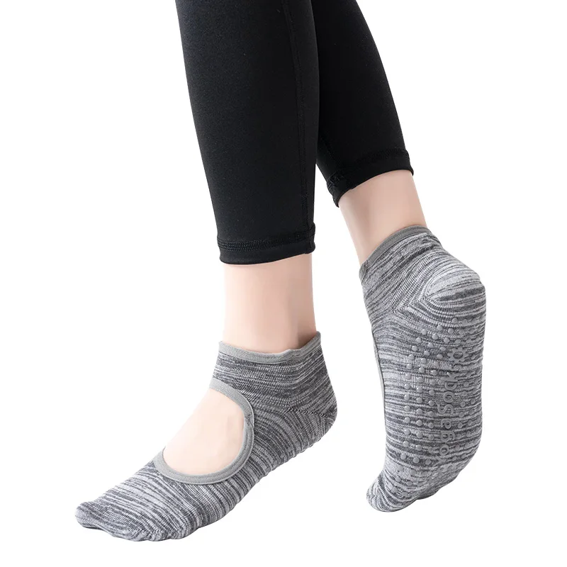 Ladies Backless Breathable Yoga Socks Silicone Non-Slip Pilates Socks for Women Fitness Ballet Dance Cotton Gym Socks Slippers