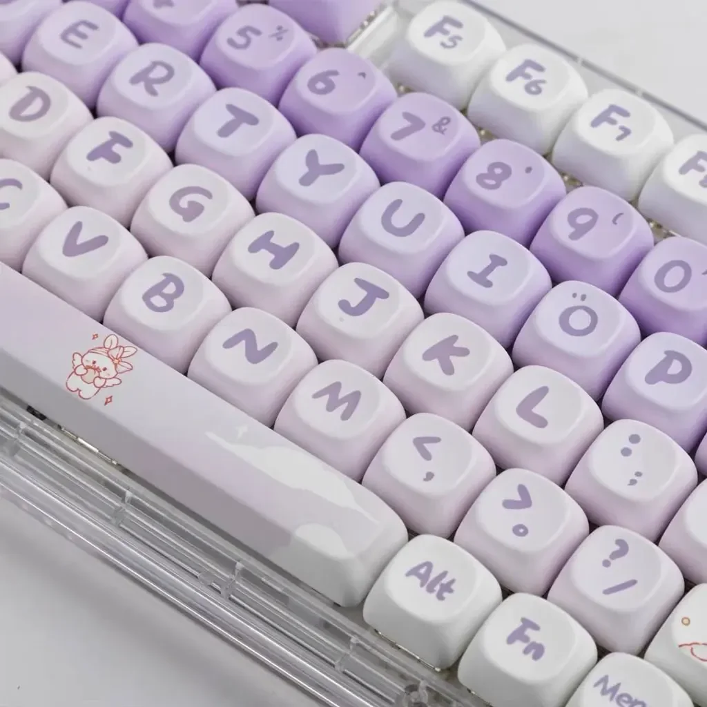 104 Keys Cute Rabbit Theme Keycaps MDA Height PBT Thermal Sublimation DIY For 61 87 98 104 Keys Mechanical Keyboard