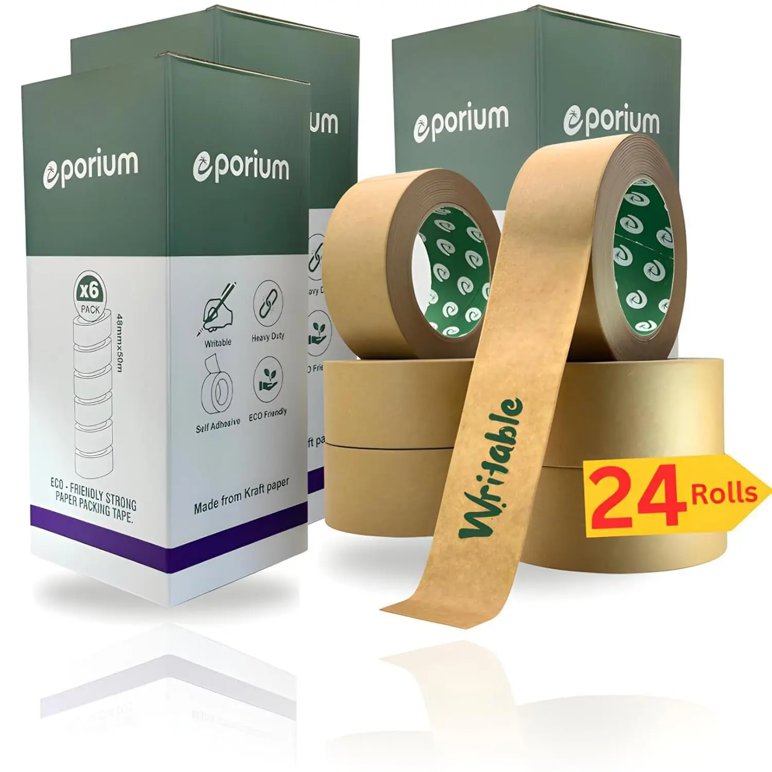 

Paper Packing Tape, Self Adhesive Recyclabe, Eco Friendly Heavy Duty Writable & Uncoated Packaging Tape for Box Sealing,