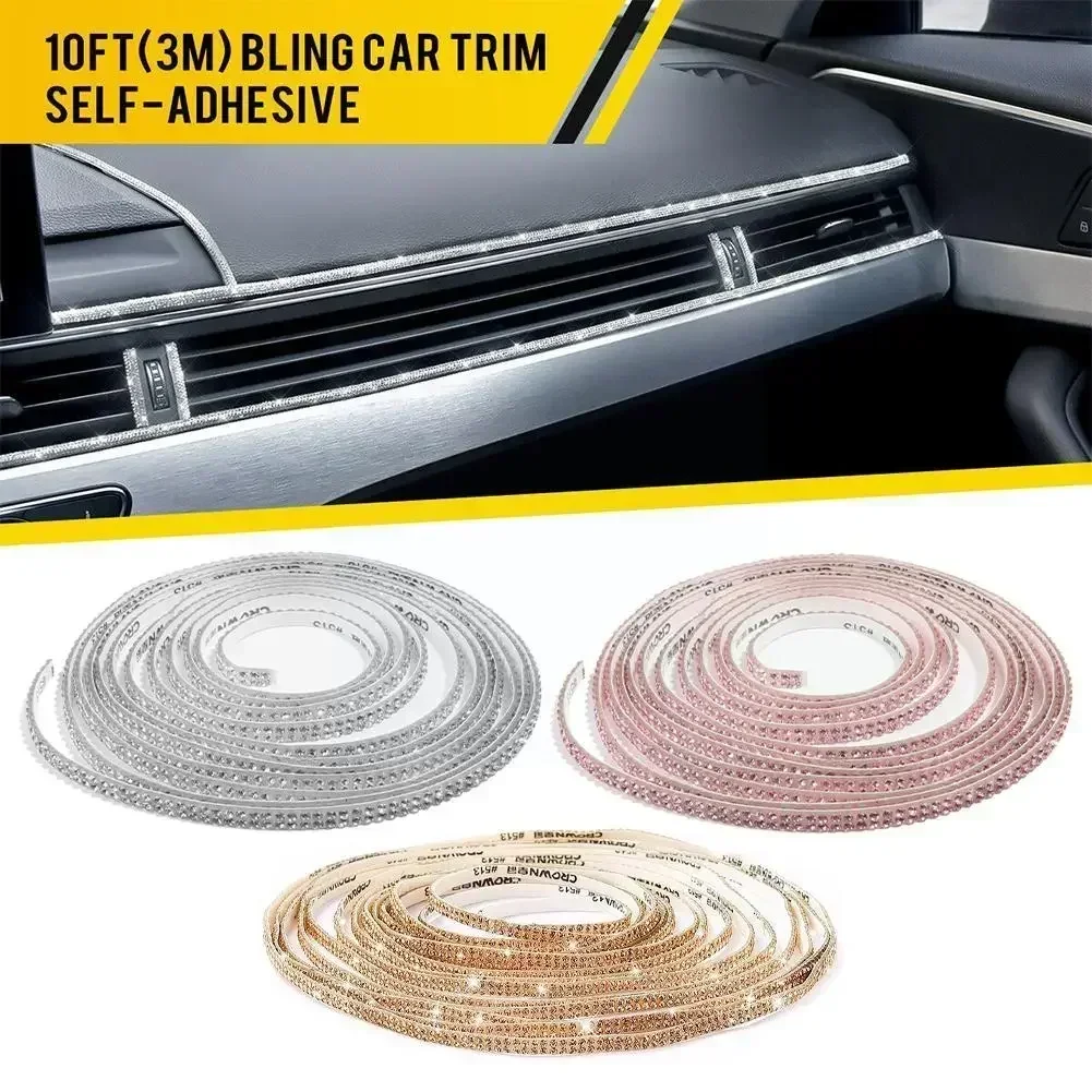 Car strip dashboard self-adhesive flash molded sticker 5m self-adhesive rhinestone decorative strip DIY vacuum formed rhinestone