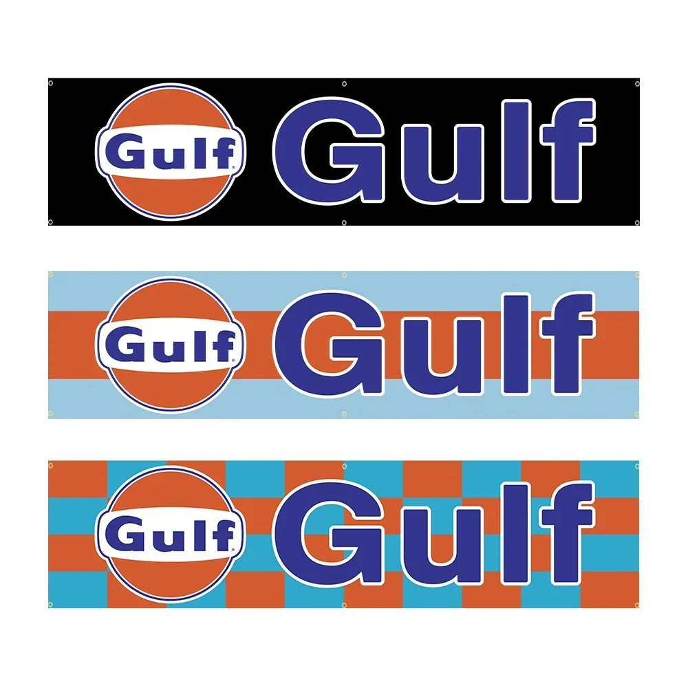 60*240  Gulf Oil Flag Printed Racing Car Banner Decoration