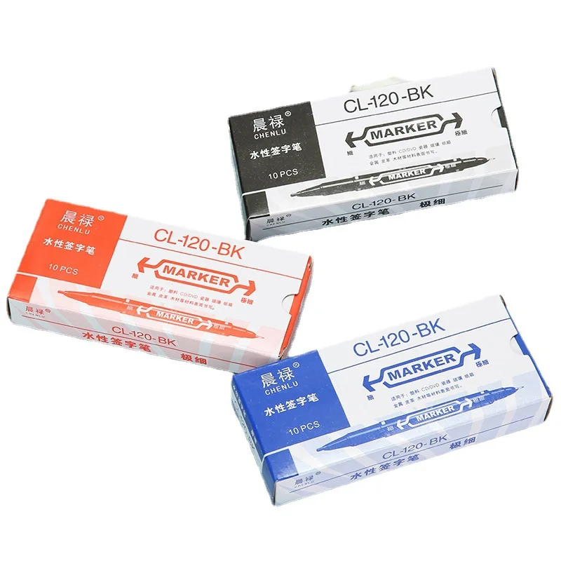 10pcs Double Headed Line Marker Marker, Neutral Painting Suitable For: Plastic, CD, DVD, Glass, Carton, Metal. Leather, Wood