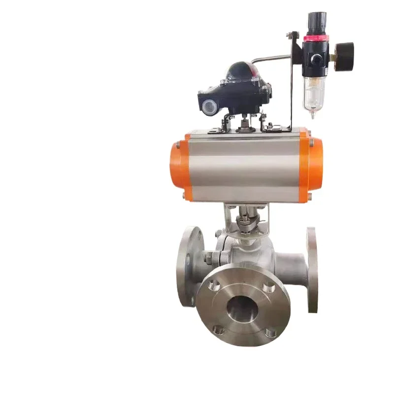 Pneumatic three-way ball valve 304 stainless steel sanitary grade quick-loading ball valve, quick-loading three-way valve