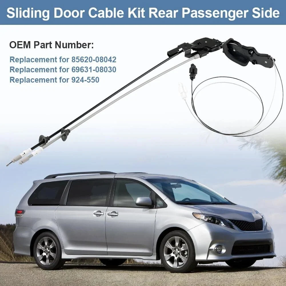 A64Z ชุดสายเคเบิลประตูด้านหลังขวาไม่มีมอเตอร์เลื่อน 85620-08042, 6963108030, 924-550 สำหรับโตโยต้าเซียนน่า 2004-2010