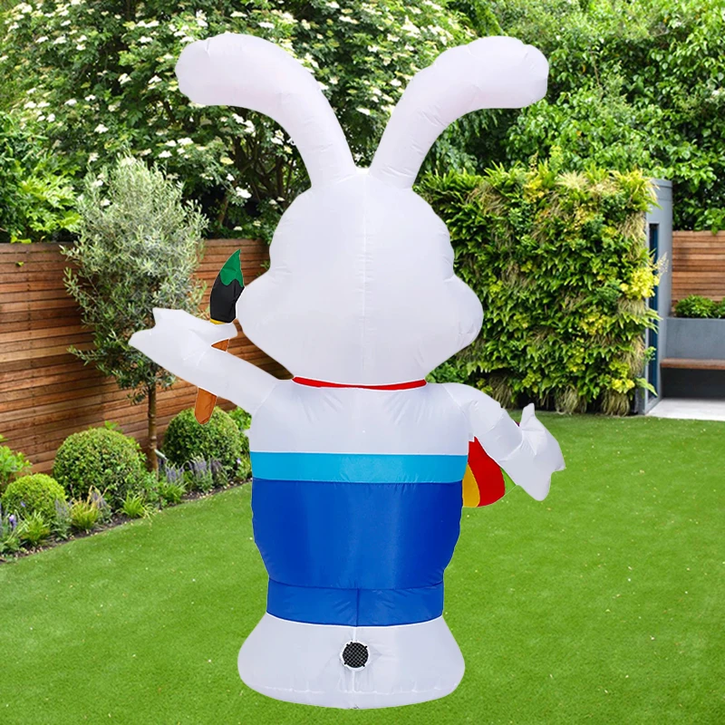 Juguetes inflables de huevos de conejo de 1,8 M y 6 pies, pincel luminoso, decoración de Pascua con muñeco de conejito LED, modelo inflable, decoración de jardín