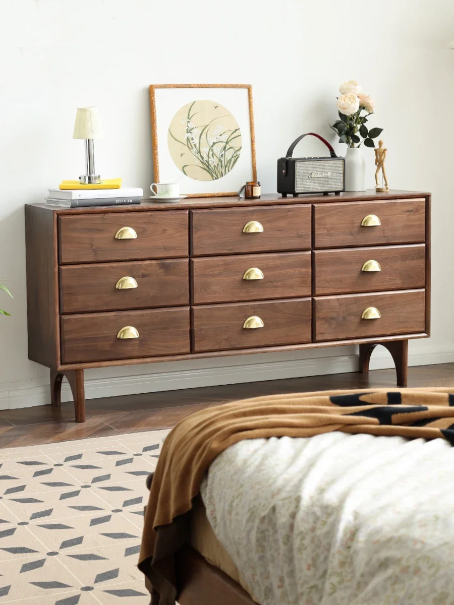 

Шкаф Jiudou из черного орехового дерева для хранения в спальне, скандинавский светильник для хранения, роскошный шкаф с выдвижным ящиком